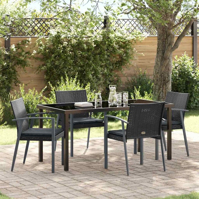 Ensemble de salle à manger pour jardin 5 pcs Noir et gris 563631563631
