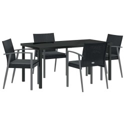 Ensemble de salle à manger pour jardin 5 pcs Noir et gris 563631563631