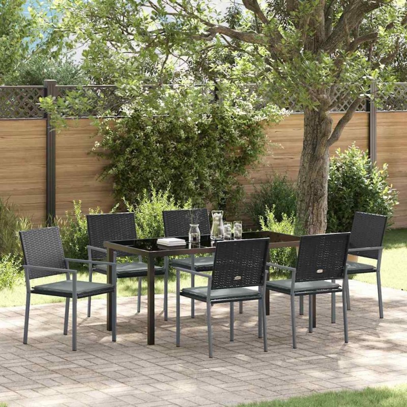 Ensemble de salle à manger pour jardin 7 pcs Noir et Gris Clair 563632563632