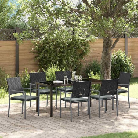 Ensemble de salle à manger pour jardin 7 pcs Noir et Gris Clair 563632563632