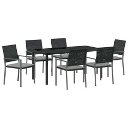 Ensemble de salle à manger pour jardin 7 pcs Noir et Gris Clair 563632563632
