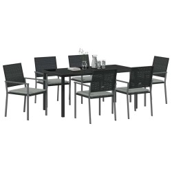 Ensemble de salle à manger pour jardin 7 pcs Noir et Gris Clair 563632563632