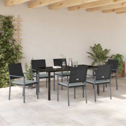 Ensemble de salle à manger pour jardin 7 pcs Noir et Gris Clair 563632563632