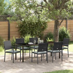 Ensemble de salle à manger pour jardin 7 pcs Noir et Gris Clair 563633563633