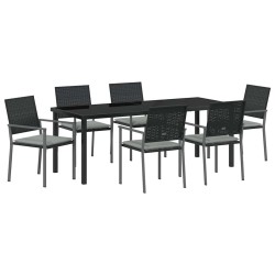 Ensemble de salle à manger pour jardin 7 pcs Noir et Gris Clair 563633563633