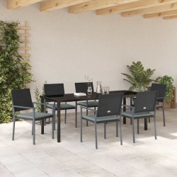 Ensemble de salle à manger pour jardin 7 pcs Noir et Gris Clair 563633563633