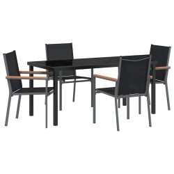 Ensemble de salle à manger pour jardin 5 pcs Noir 563635563635