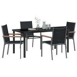 Ensemble de salle à manger pour jardin 5 pcs Noir 563635563635