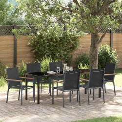 Ensemble de salle à manger pour jardin 7 pcs Noir 563636563636