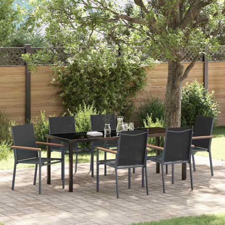 Ensemble de salle à manger pour jardin 7 pcs Noir 563636563636