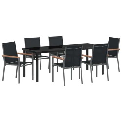 Ensemble de salle à manger pour jardin 7 pcs Noir 563636563636