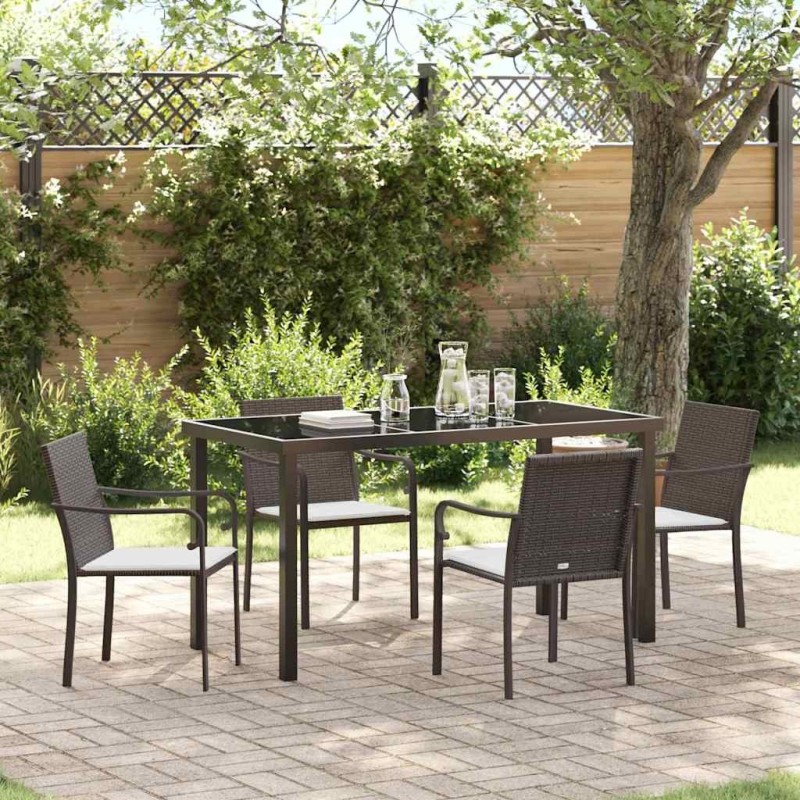 Ensemble de salle à manger pour jardin 5 pcs Marron et Noir 563637563637