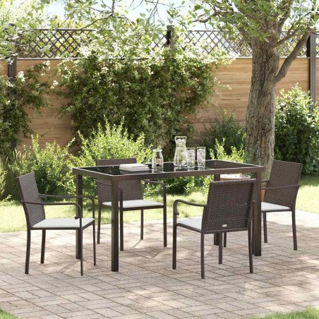 Ensemble de salle à manger pour jardin 5 pcs Marron et Noir 563637563637