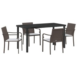 Ensemble de salle à manger pour jardin 5 pcs Marron et Noir 563637563637
