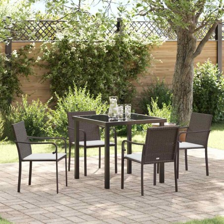 Ensemble de salle à manger pour jardin 5 pcs Marron et Noir 563638563638