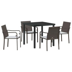 Ensemble de salle à manger pour jardin 5 pcs Marron et Noir 563638563638