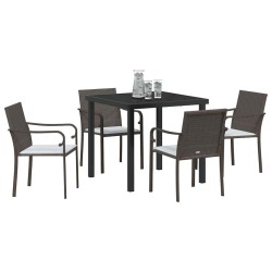 Ensemble de salle à manger pour jardin 5 pcs Marron et Noir 563638563638