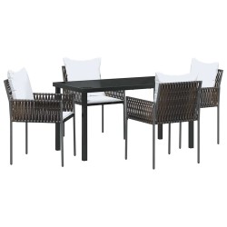 Ensemble de salle à manger pour jardin 5 pcs Marron et Noir 563640563640