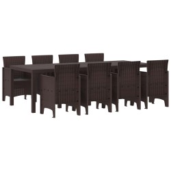 Ensemble de salle à manger pour jardin 9 pcs Marron 563645563645