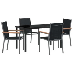 Ensemble de salle à manger pour jardin 5 pcs Noir 563646563646