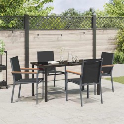 Ensemble de salle à manger pour jardin 5 pcs Noir 563646563646