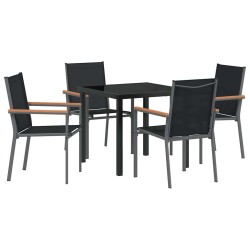 Ensemble de salle à manger pour jardin 5 pcs Noir 563647563647