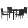 Ensemble de salle à manger pour jardin 5 pcs Noir 563647563647