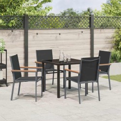 Ensemble de salle à manger pour jardin 5 pcs Noir 563647563647
