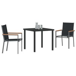 Ensemble de salle à manger pour jardin 3 pcs Noir 563648563648