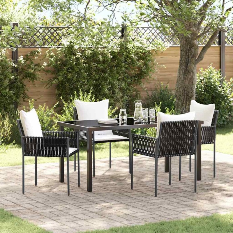 Ensemble de salle à manger pour jardin 5 pcs Marron et Noir 563649563649