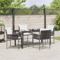Ensemble de salle à manger pour jardin 5 pcs Marron et Noir 563649563649