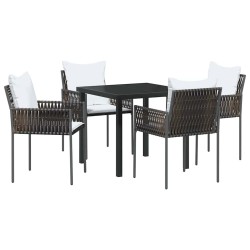 Ensemble de salle à manger pour jardin 5 pcs Marron et Noir 563651563651