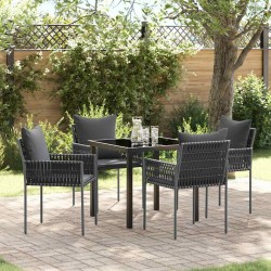 Ensemble de salle à manger pour jardin 5 pcs Noir et gris 563652563652