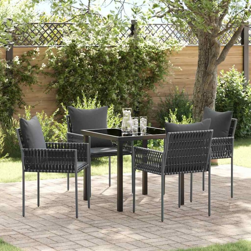 Ensemble de salle à manger pour jardin 5 pcs Noir et gris 563652563652