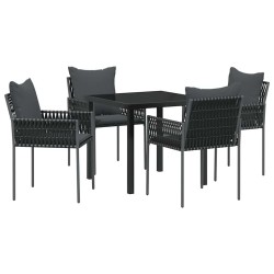 Ensemble de salle à manger pour jardin 5 pcs Noir et gris 563652563652