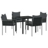 Ensemble de salle à manger pour jardin 5 pcs Noir et gris 563652563652