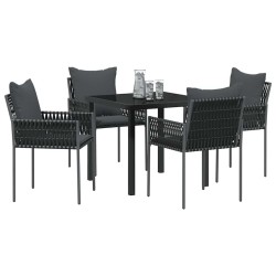 Ensemble de salle à manger pour jardin 5 pcs Noir et gris 563652563652