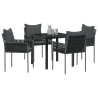 Ensemble de salle à manger pour jardin 5 pcs Noir et gris 563652563652