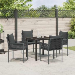 Ensemble de salle à manger pour jardin 5 pcs Noir et gris 563652563652