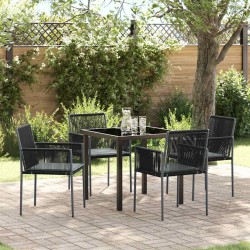 Ensemble de salle à manger pour jardin 5 pcs Noir Rotin PE 563654563654