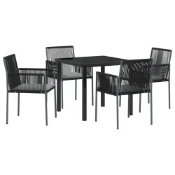 Ensemble de salle à manger pour jardin 5 pcs Noir Rotin PE 563654563654