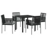 Ensemble de salle à manger pour jardin 5 pcs Noir Rotin PE 563654563654