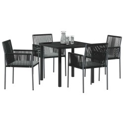 Ensemble de salle à manger pour jardin 5 pcs Noir Rotin PE 563654563654