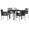 Ensemble de salle à manger pour jardin 5 pcs Noir Rotin PE 563654563654