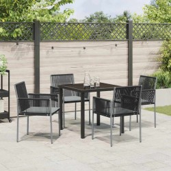 Ensemble de salle à manger pour jardin 5 pcs Noir Rotin PE 563654563654