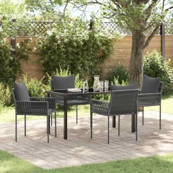 Ensemble de salle à manger pour jardin 5 pcs Noir et gris 563655563655