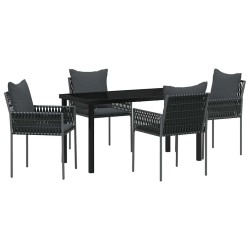 Ensemble de salle à manger pour jardin 5 pcs Noir et gris 563655563655