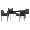 Ensemble de salle à manger pour jardin 5 pcs Noir et gris 563655563655