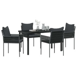 Ensemble de salle à manger pour jardin 5 pcs Noir et gris 563655563655