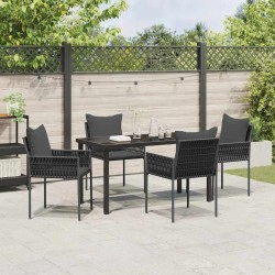 Ensemble de salle à manger pour jardin 5 pcs Noir et gris 563655563655